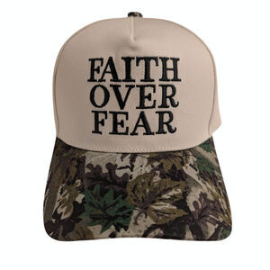 Faith over Fear Embroidery Jesus Camo Camouflage Cap Hat Military Baseball